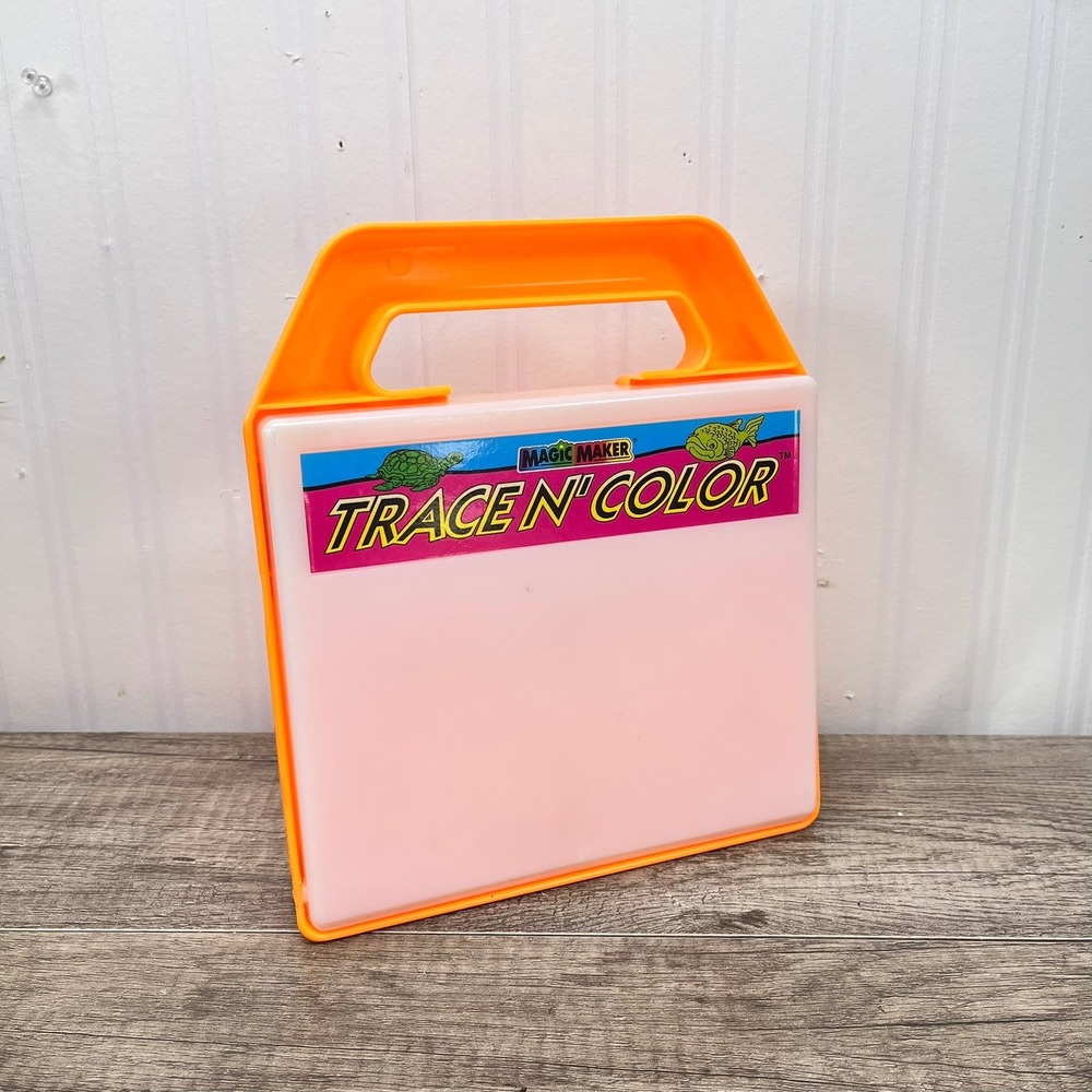 Vintage Toymax Magic Maker Trace N Color Light Box Portable Drawing Desk Orange
